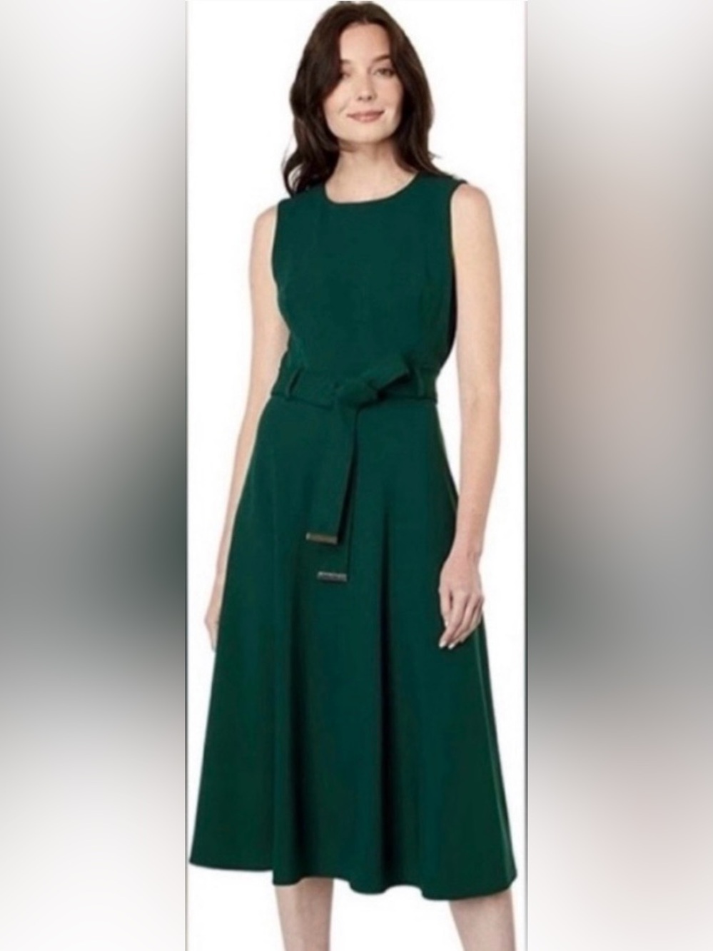 Calvin Klein Malachite Green Belted Midi Dress – Size 8 | NWT - Picture 6 of 6